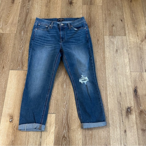 J.Crew Mercantile Women’s Distressed Frayed Hem Medium Wash Jeans Sz 29 GUC - Picture 2 of 8